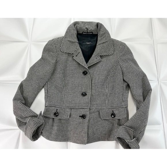 Weekend Max Mara Sz 12 8 Wool Houndstooth Peplum Belted Jacket Skirt Suit Set - Picture 7 of 13